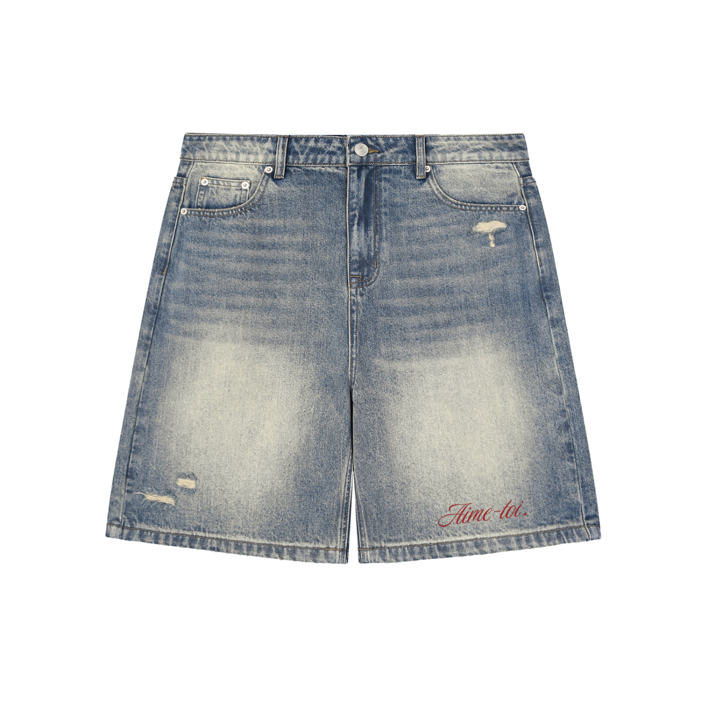 Faded Distressed Baggy Denim Shorts
